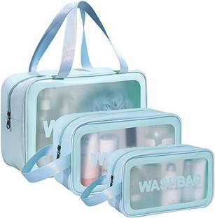 APOPHIS 3 PCS Cosmetic Bag Pouch Transparent Pvc Travel Toiletry Makeup Wash Bag (Pink)