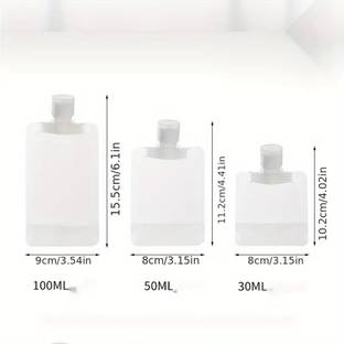 Kinzilla 3 Pics Travel Refillable Transparent Foldable Lotion Shampoo Pouches
