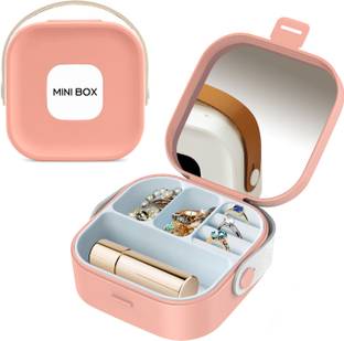 Eleven Rings Travel Mini Jewelry Box, Ring Organizer For Rings Earrings Necklaces with Mirror
