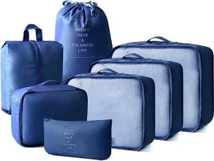 Trendegic 7 PCS Luggage Packing Laundry Cubes Organizer Carry Suitcase Clothes Bag Set Travel Toiletry Kit