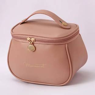 Trendegic PU Leather Travel Toiletry Cosmetic Makeup Carry Bag Organizer for Women Girls Travel Toiletry Kit