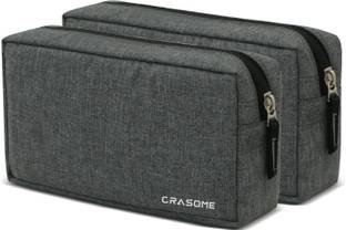 CRASOME Travel Organizer Pouch, Gadget Pouch for Charger, Cables, Hard Disk – CP2-Pack2