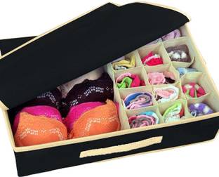 Crownsy Lingerie Storage Organizer With Lid Non-Woven Drawer Dividers Innerwear Storage