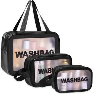 Estervig Multi-functional Travel Makeup Pouch Set - 3 Clear Waterproof Toiletry Wash Bags
