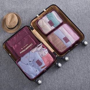 AWARANSIA Space Savers Bags Cosmetics/Socks/Shoes Organizer Pouch (Pack of 6) (Maroon)