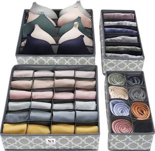 नफी एसेंशियल Set of 4 Foldable Storage Box Drawer Divider Organizer Undergarments Organizer