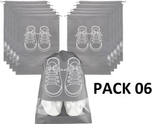 BlackBoxes Shoe Bag for Travel & Storage Travel Organizer for Women & Men (Pack of 6|Grey)