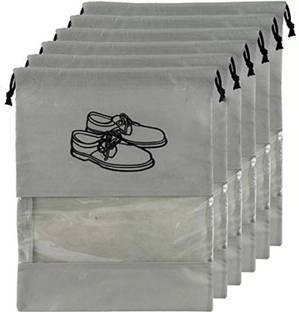 FEVWEL Shoe Cover Travel Shoe Bag Shoe Pouch for Travelling Pack of 6 Pc Grey Shoe Cover for Travel