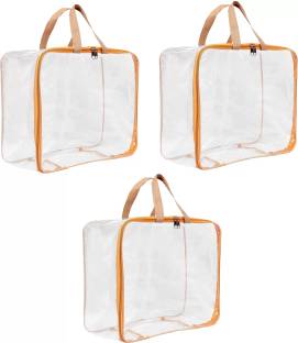 geetacreation Multipurpose Transparent Storage Bag for Clothes, cloth organizer Garment Cover PVC Packing storage box for clothes storage bag Pack - 3 Saree Cover, Toys, Stationary