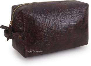 Sanjis Enterprise Toiletry Pouch for Men Leather Pouch for Men & Women|Shaving Kit Toiletry Bag Travel Toiletry Kit