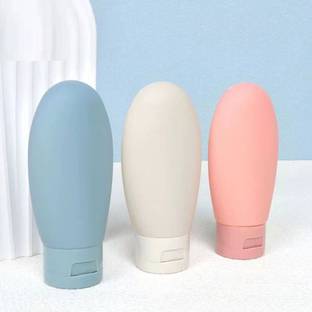 GaxQuly 3pcs Travel Toiletries Bottles Refillable Silicone Squeeze Container for Shampoo Travel Toiletry Kit