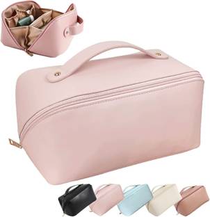 Virtuous Travel Waterproof PU Leather Cosmetic Makeup Side Zipper Bag Pouch Travel Toiletry Kit
