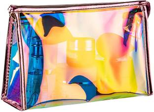 Divyata Holographic Iridescent Makeup, Cosmetic, Stationery, Pencil Pouch for Home Travel Toiletry Kit