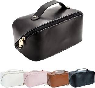 Virtuous Travel Waterproof PU Leather Cosmetic Makeup Side Zipper Bag Pouch Travel Toiletry Kit