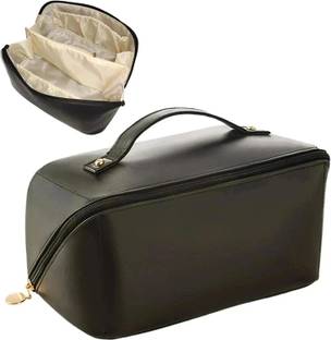 Grilazza Portable Large-Capacity PU Leather Cosmetic Storage Makeup Pouch Organizer Travel Toiletry Kit