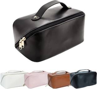 Virtuous Travel Waterproof PU Leather Cosmetic Makeup Side Zipper Bag Pouch Travel Toiletry Kit