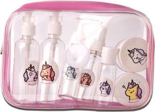 GRITSPARK Unicorn Travel Bottles, Jar & Containers | Refill Spray Pumps with Pouch | 11PCS Travel Toiletry Kit