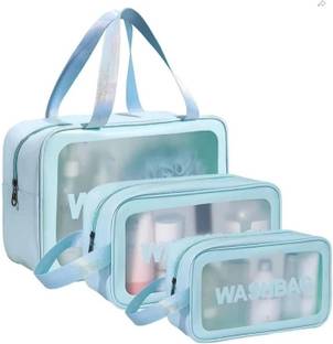 Kk Star Enterprise Cosmetic Bag Pouch Transparent Pvc Wash Bag (Blue ) Travel Toiletry Kit