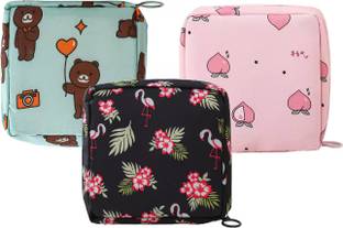 Rossella Travel Sanitary Napkin Pouch Pad Cosmetic Makeup Jewellery Storage Pouch Holder Travel Toiletry Kit