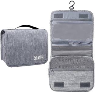LEMONZZA Toiletry Bag With Hook - Organizer Pouch for Travel Accessories, Shaving Kit. Travel Toiletry Kit