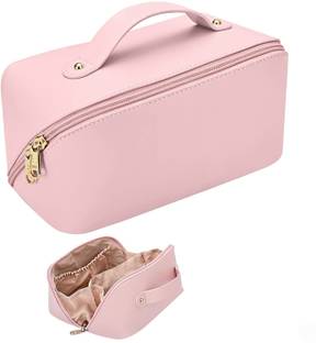 Virtuous Large-Capacity Side Zipper Waterproof PU Leather Cosmetic Bag Travel Toiletry Kit