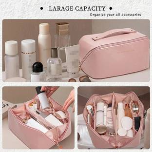 Flywind Travel Makeup Bag, Large Capacity Cosmetic Bags Lay Flat Makeup Bag Travel Toiletry Kit