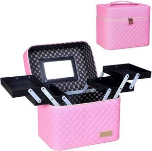 viulvuk Luxury Cosmetic Bag with Mirror & Multiple Compartments for Women | Makeup Case, Travel Toiletry Kit