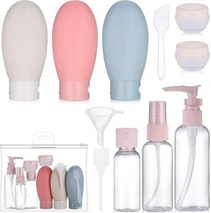 Moxtiza Multipurpose Cosmetic Travel Pouch Kit with Empty Refillable Bottles Travel Toiletry Kit