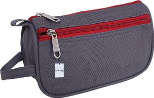 HOMESTIC Canvas Toiletry Organizer With Fornt Zipper And Carrying Strip (Gray) Travel Toiletry Kit