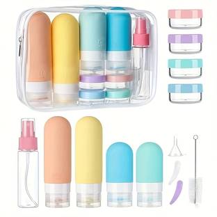 DEPOZA Pack Of 14 Colorful Silicone Travel Bottle Set Travel Toiletry Kit