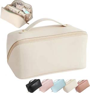 Virtuous Travel Waterproof PU Leather Cosmetic Makeup Side Zipper Bag Pouch Travel Toiletry Kit