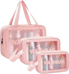 Nirixa Store Cosmetic Pouch, Pouch Set Toiletry Bag, Toiletry Storage Kit Set of 3 (Pink) Travel Toiletry Kit