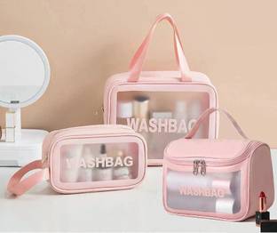 Grilazza Zipper Travel Cosmetic 3 PCS Toiletry Makeup Organizer Wash Bag Pouch Set Travel Toiletry Kit