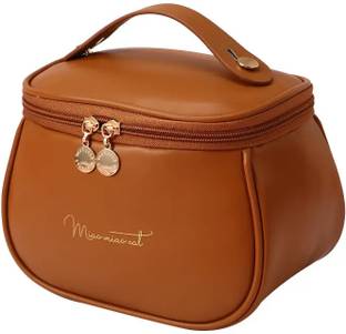 Pinkmpire Large-Capacity Travel Waterproof PU Leather Canvas Cosmetic Makeup Bag Pouch Travel Toiletry Kit