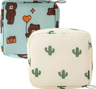 Grilazza Travel Sanitary Napkin Pouch Pad Cosmetic Makeup Jewellery Storage Pouch Holder Travel Toiletry Kit
