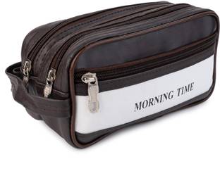 AQUARIOUS Mens Faux Leather Pouch /Multipurpose Travel Toiletry Kit Bag Travel Toiletry Kit
