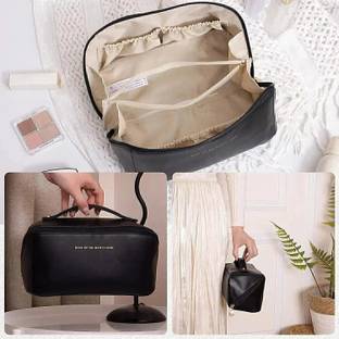Flywind Travel Makeup Bag, Large Capacity Cosmetic Bags Lay Flat Makeup Bag Travel Toiletry Kit