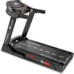 Powermax Fitness TAM-225 (5HP Peak) with Speaker, Pulse Sensor, Manual-incline, Foldable Home use Treadmill (Max Weight:130 kg)