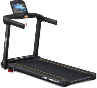 Durafit Racer 5 HP Peak 140Kg Max Weight | 16km Speed | 4 Level Incline Home use BLDC Treadmill (Max Weight:140 kg)