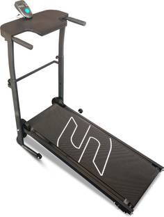 Sparnod Fitness STH-550 Foldable Treadmill Real-Time Tracking,Anti-Skid Belt,Tab Holder,Home Use Treadmill (Max Weight:100 kg)