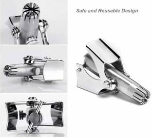 HKZ-YG Silver Manual Nose Hair Trimmer Portable Stainless Steel Hair Remover Grooming Kit 20 min  Runtime 2 Length Settings