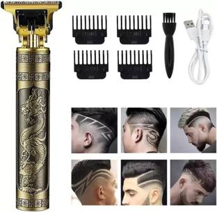 RACCOON Golden Metal Body Professional Rechargeable Men Cordless Hair Clipper Fully Waterproof Trimmer 60 min Runtime 5 Length Settings