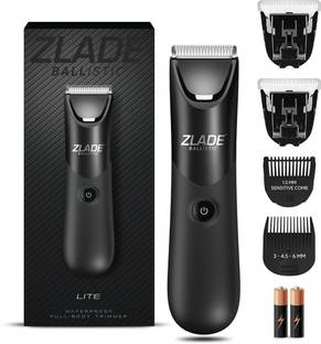 Zlade Ballistic LITE Body Trimmer for Men | AAA Cell Battery | Extra 2 Blades Fully Waterproof Body Groomer 120 min  Runtime 5 Length Settings