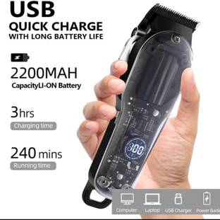 singh Hair clipper cubra lcd display rechargeable for men(bleck) Trimmer 120 min  Runtime 4 Length Settings