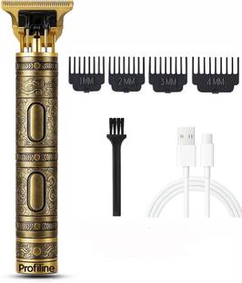 Profiline Best Vintage T9 Hair cutting Machine Waterproof and USB Rechargeable Trimmer 60 min  Runtime 4 Length Settings