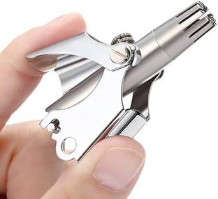 Queue New Manual Nose & Ear Hair Trimmer for Men & Women Best Quality Stainless Steel Nose Hair Remover Trimmer 10 min  Runtime 2 Length Settings