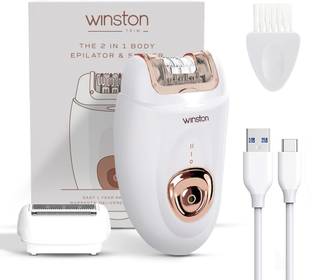 Winston 2-in-1 Body Epilator & Shaver Rechargable Painless Portable Hair Removal Machine Body Groomer 60 min  Runtime 2 Length Settings