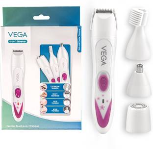 VEGA Feather Touch 4-In-1 Trimmer For Women, (VHBT-03) Trimmer 60 min  Runtime 4 Length Settings