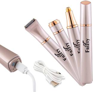 Frizty 3 in 1 Rechargeable Eyebrows Nose Underarms Women Portable With 1 Hour Runtime Fully Waterproof Trimmer 60 min  Runtime 0 Length Settings