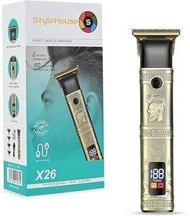 Stylehouse X26 Trimmer for Men 180Min Runtime LED Display High Performance Golden T Blade Trimmer 180 min  Runtime 2 Length Settings